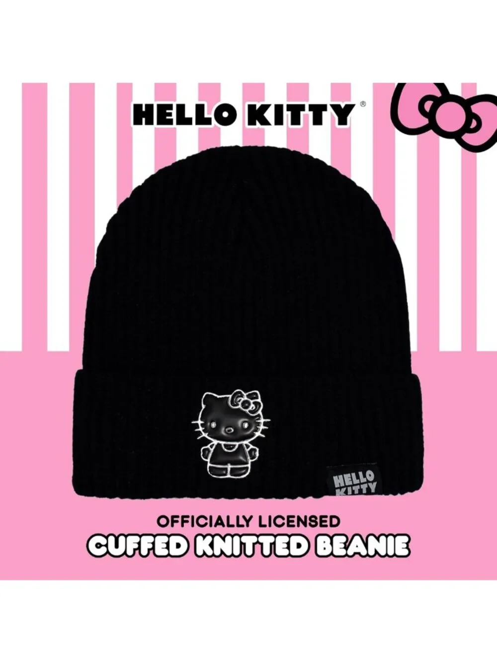 Cozy Black Acrylic Cuffed Beanie Hat for Women - Winter Knit Cap, One Size